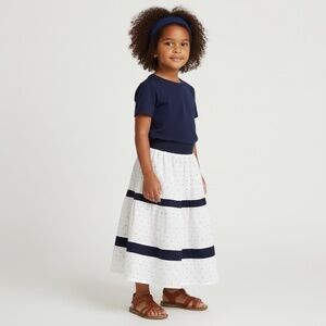 Skirt Girl 2/3 Maxi Colorblock Geometric Ruffle Tier Nautical Mom and Pop's Kids